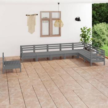 Conjunto de muebles de jardín 8 piezas en madera maciza de pino gris