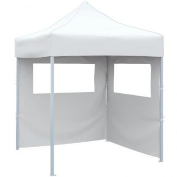 Carpa Plegable Profesional 2x2 m con 2 Paredes de Acero Blanco