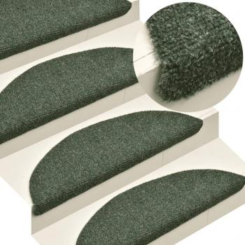 Alfombrilla autoadhesiva de escalera 10 uds 65x21x4 cm verde