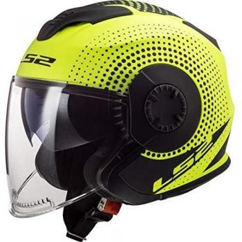 LS2 NC Casco per Moto, Hombre, Negro/Amarillo, S
