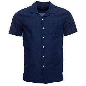 Superdry Hombre Camisa de Manga Corta Edit Cabana Índigo M