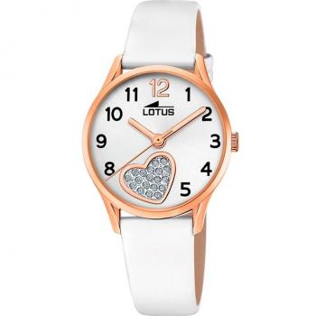 Reloj Lotus Junior 18407/D para Niña, Colección Junior, Correa de Piel Blanca, Movimiento de Cuarzo Miyota 2035, Esfera Blanca