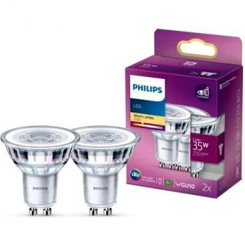 Philips Bombilla LED GU10 3,5W Luz Blanca Cálida 2700K 36° - Pack de 2