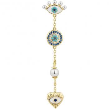 Piercing Cosmic Protection de plata bañada en oro amarillo de 18k con perlas y turquesa