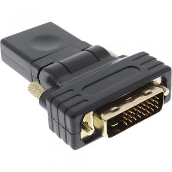 Adaptador HDMI-DVI InLine® 4K, hembra a macho, ángulo flexible, contactos dorados