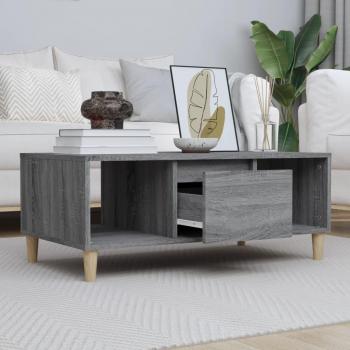 Mesa de centro Sonoma gris 90x50x36,5 cm madera contrachapada multicapa