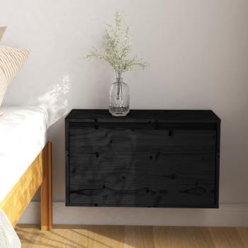 Armario de pared de madera maciza de pino negro 60x30x35 cm, mueble de almacenaje estantería para oficina, estudio, sala de estar y dormitorio