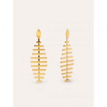 Pendientes Largos Pacific de Acero Bañado en Oro de 18 Kt con Movimiento y Cierre de Silicona - Joyas para Mujer