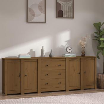 Aparador de madera maciza de pino 230 x 35 x 80 cm, Mueble de Almacenaje de Salón, Armarios con Puertas, Cajón de Madera, Buffet para salón Moderno, Armario