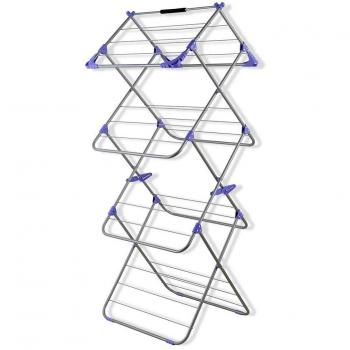 Tendedero Abatible de Varias Alturas - Dispone de hasta 20 Metros para Tender - Tiene 4 Anillas-Agujero para Perchas - Estructura Compacta y Estable - 154 x 64 x 58 cm - Silvano