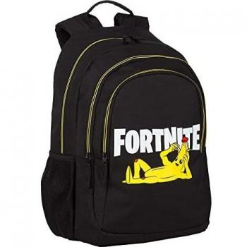 Mochila Escolar Fortnite Crazy Banana - Doble Compartimento y Bolsillo Frontal - Bolsillos Laterales