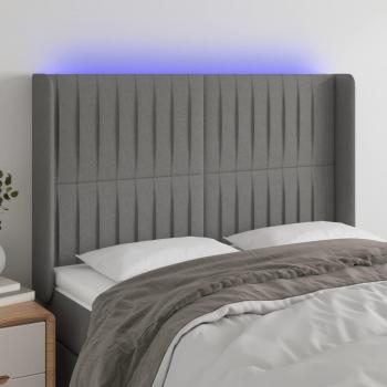 Cabecero LED Gris 147x16x108/128cm en Tela con iluminación integrada, diseño moderno, tejido de alta calidad y medidas ajustables