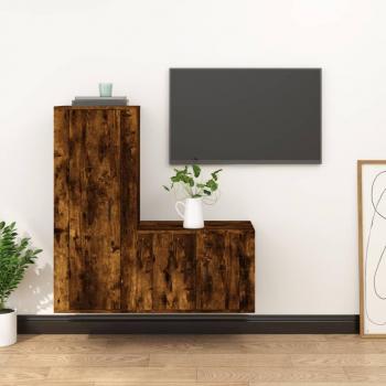 Set de muebles para TV 2 piezas madera contrachapada roble ahumado vidaXL