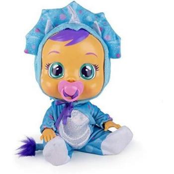 Bebés Llorones Fantasy Tina el Dinosaurio Muñeca Interactiva Que llora con Chupete y Pijama de Dinosaurio Azul - Juguete y Regalo para niñas y niños +18 Meses