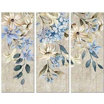 Cuadro DKD Home Decor Flores 55 x 3 x 135 cm Shabby Chic (3 Piezas)