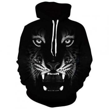 Freshhoodies Sudadera con Capucha Unisex HD 3D León Impresa Rosado Manga Larga Navidad con Capucha Estampada Camisetas L