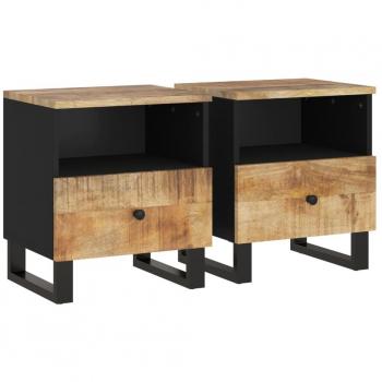 vidaXL Mango Wood Bedside Cabinets - Set of 2, Solid and Engineered Wood