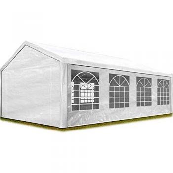Carpa para fiestas Toolport 4x8 m blanca, lona PE 350 impermeable con protección UV