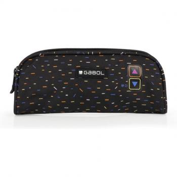 Estuche doble Gabol VIRTUAL negro resistente al agua 22x6x8 Cms