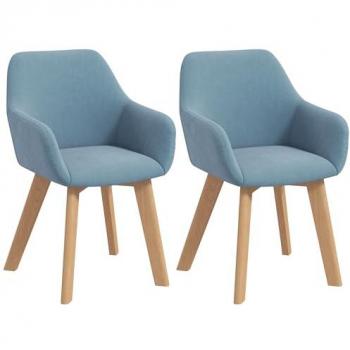 HOMCOM Pack de 2 Sillas de Comedor Modernas Tapizado en Terciopelo con Respaldo y Reposabrazos, Patas de Madera de Caucho, Carga 120 kg, Dimensiones