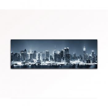 Vos bilder24. de – decoración pared panorámica de Nueva York City Manhattan Midtown Skyline Negro Blanco En La Noche Sobre Lienzo Y Chasis. Calidad mejorada, hecho a mano en Alemania., Lona, blau gelb weiß grün rot orange braun schwarz rosa, 50 x 
