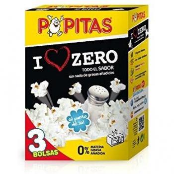 Popitas Zero - Palomitas Saladas para Microondas, Sin Gluten Ni Materia Grasa Añadida - Pack de 3 Bolsas de 70 g.