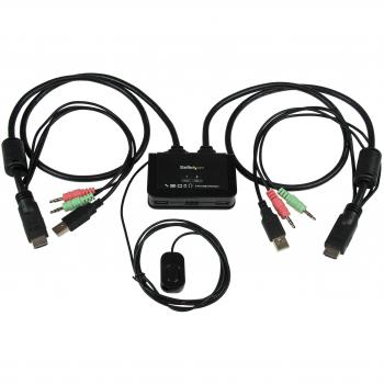 StarTech.com SV211HDUA - Switch conmutador KVM de 2 Puertos HDMI USB Audio Mini Jack con Cables Integrados