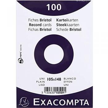 Paquet 100 Fiches Bristol Format Sous Film - Uni Non Perfore 105x148mm
