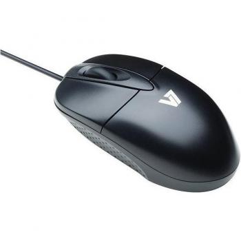 V7 Ratón Óptico Estándar con Cable, 3 Botones, Rueda de Desplazamiento, USB, Negro/Plata