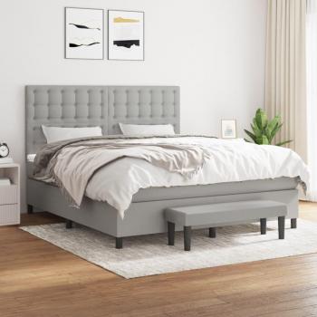 Cama box spring con colchón de muelles gris claro 160x200 cm