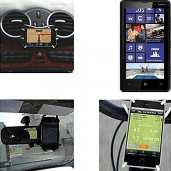 soporte para coche y para mesa etc. para Nokia Lumia 820, negro araña. montaje de la salida aire, espejo retrovisor, bicicletas, etc. Trípode - K-S-Trade