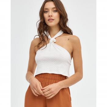 Top crop sin mangas con escote halter y nudo frontal INSIDE