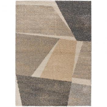 Alfombra Geométrica Cesky - Estilo Interior, disponible en tamaños 80x150 cm, 133x190 cm y 160x230 cm, color gris