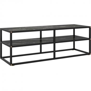 Mueble de TV negro con mármol de vidrio negro 120x40x40 cm Vidaxl