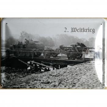 Technik im Weltkrieg Geschütz Cartel de Chapa Placa metal curvo Nuevo 30x20cm VS4682-1