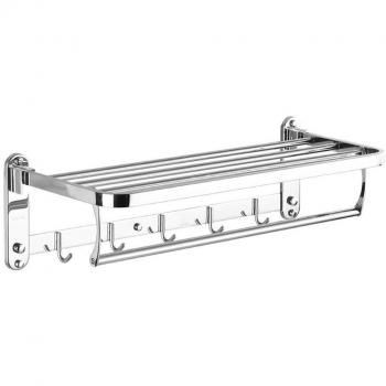 Foccoe plegable toalla estantes con toallero de barra soporte de pared baño estante con ganchos toallero de acero inoxidable pulido