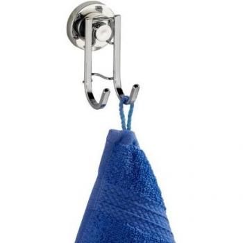 Wenko Power-Loc Ganchos Pared, Acero Inoxidable, Plata Brillante, 6x4x7.5 cm
