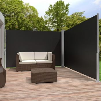 Toldo lateral doble extensible de aluminio Tectake - Protección de privacidad hasta 600 cm (extensible a 290 cm por lado + carcasa) con mecanismo de enrollado automático, ideal para proteger de miradas indiscretas, del