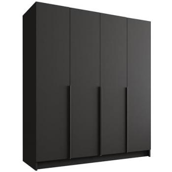 Armario Atlanta 199, Negro, 215x200x58cm, Puertas con Bisagras