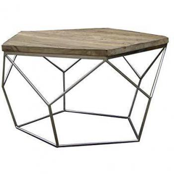 Mesa de Centro Industrial Pärumm Gype 80x80x40 cm de Madera de Olmo Reciclado y Hierro