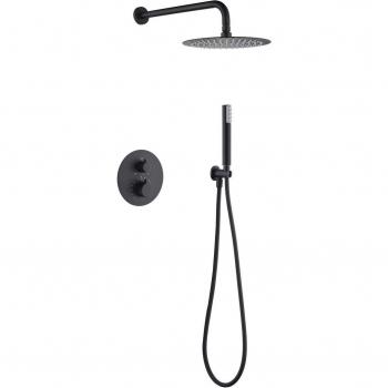 Conjunto de ducha termostático empotrado Monza negro IMEX®
