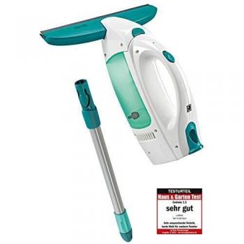 Leifheit Set de aspirador limpiacristales Dry & Clean con palo 43 cm., limpiaventanas para limpieza 360º, aspiradora vertical, 38 minutos de autonomía