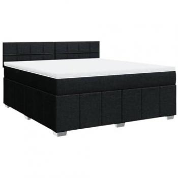 Cama Box Spring con colchón tela negro 180x200 cm