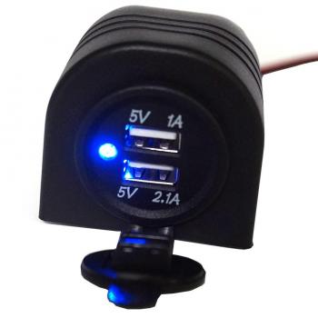 Linchview Encendedor de cigarrillos 3.1 A Azul LED con capa carcasa empotrable USB cargador resistente al agua adaptador