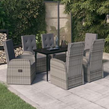 7-Piece Grey Garden Dining Set with Cushions