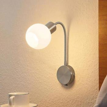 Lámpara de pared 'Lioma' moderna con brazo flexible, níquel, dimmable, para salón y comedor