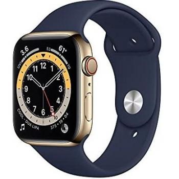 Apple Watch Series 6 (GPS + Cellular) - Caja de Acero Inoxidable en Oro de 44 mm - Correa Deportiva Azul Marino Intenso