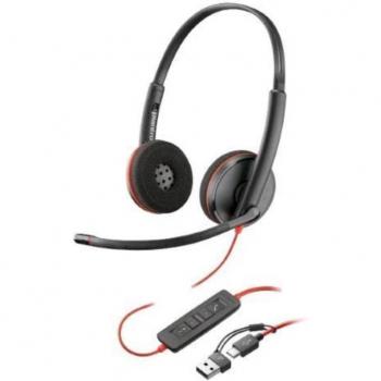 POLY Blackwire 3220 Stereo USB-C Headset + USB-C/A Adapter