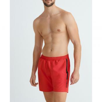 Hugo Boss Men's Orange Dolphin Swim Trunks with Printed Logo, Size M
