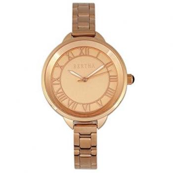 Bertha Madison Rose Gold Stainless Steel Bracelet Watch with Sunray Dial